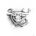 bull, snake, horn tattoo design idea