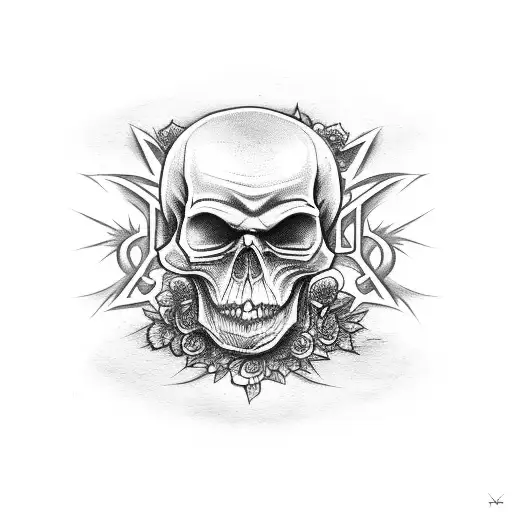 Harry Potter the dark mark snake and skull softened with flowers behind it  tattoo design idea