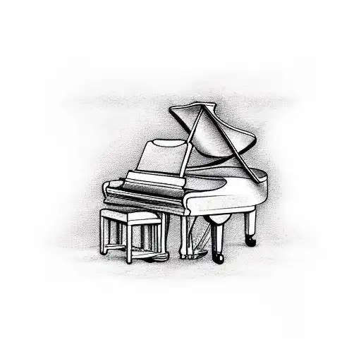 piano with red strings tattoo design idea