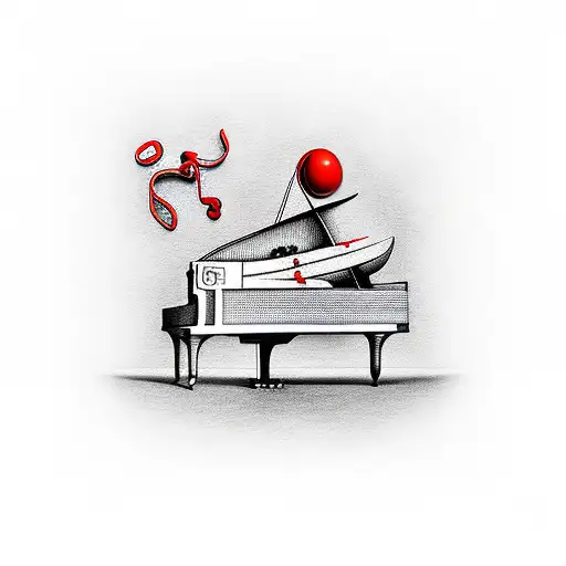 piano with red strings tattoo design idea