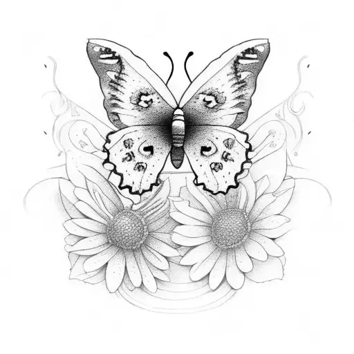 flowers with butterflies and the words strength loyalty courage wisdom tattoo design idea