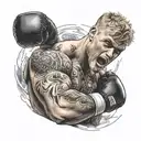 Mr.Beast boxing Jake Paul  tattoo design idea
