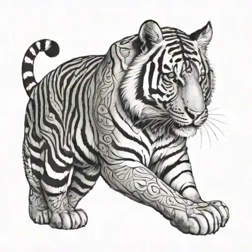 tiger with sacred geometry tattoo design idea