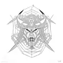 Intricate geometric patterns intertwined with samurai armor tattoo design idea