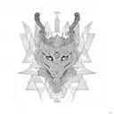 Intricate geometric patterns intertwined with samurai armor tattoo design idea