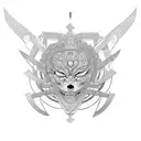 Intricate geometric patterns intertwined with samurai armor tattoo design idea