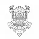 Intricate geometric patterns intertwined with samurai armor tattoo design idea
