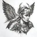 valkyrie warrior woman tattoo design idea