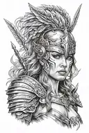 valkyrie warrior woman tattoo design idea