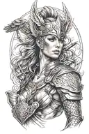 valkyrie warrior woman tattoo design idea