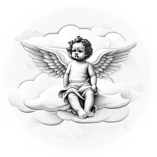 Cherub lying on a cloud tattoo design idea