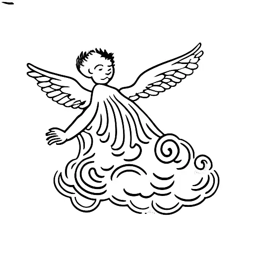 Cherub lying on a cloud tattoo design idea