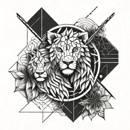 gemini and leo zodiac sign tattoo design idea