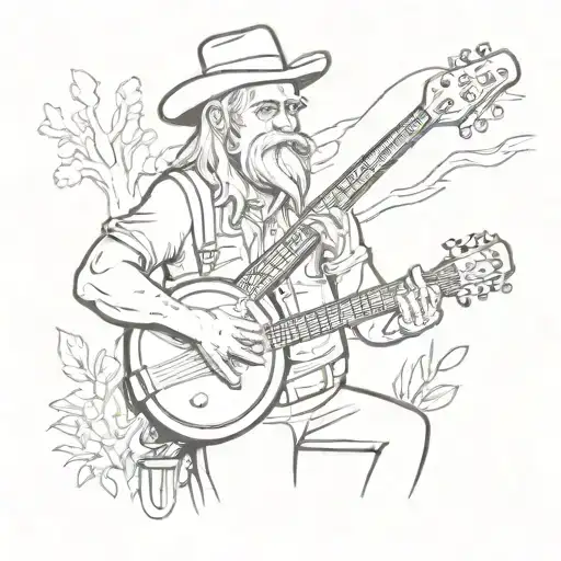 frig playing a banjo tattoo design idea