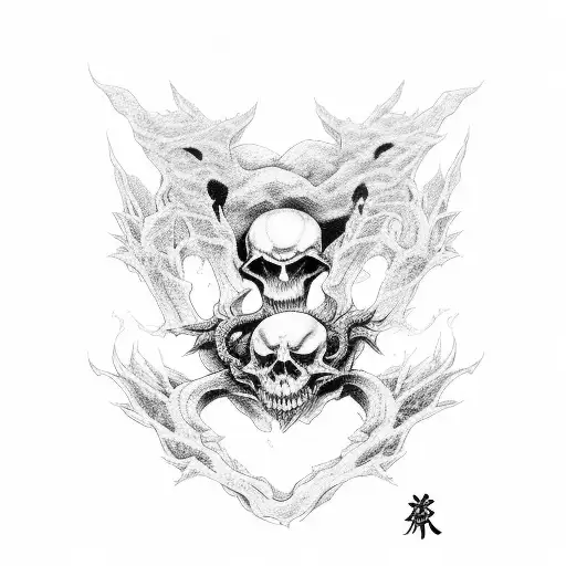 shinigami in graveyard tattoo design idea