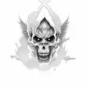 shinigami in graveyard tattoo design idea