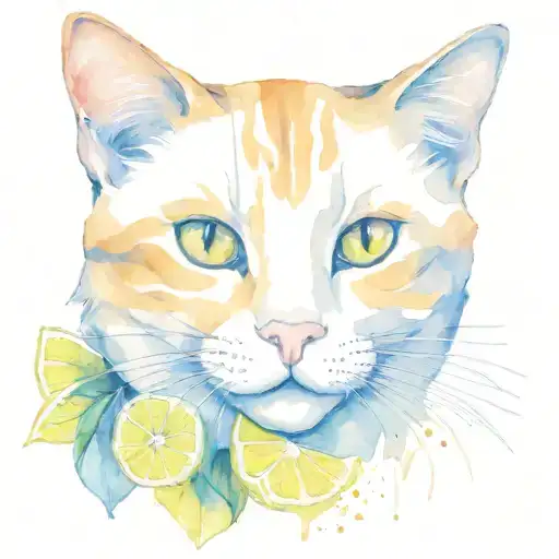 orange cat touch  lemon tattoo design idea