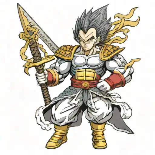 vegeta samurai standing tattoo design idea