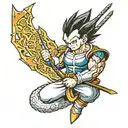 vegeta samurai standing tattoo design idea