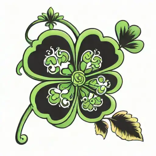 4 leaf clover 222 numbers tattoo design idea