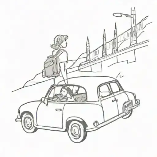 a car, 2 lovers, a trip to Italy tattoo design idea