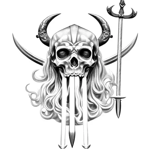 poseidon as the grim reaper holding a trident tattoo design idea