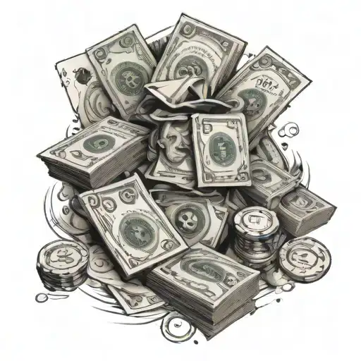 Money gambling ambitions tattoo design idea