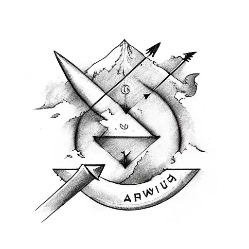 sea word with an arrow crossing it tattoo design idea