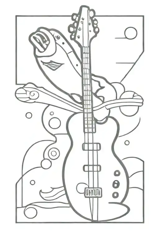 bass fish, cross, les Paul guitar made tattoo design idea