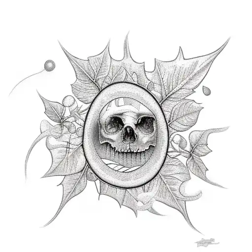 sun and ivy leaves  tattoo design idea