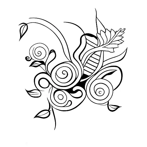 sun and ivy leaves  tattoo design idea