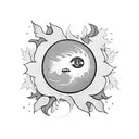 sun and ivy leaves  tattoo design idea