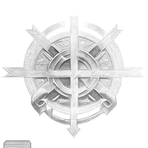 spartan and American with byzantine cross tattoo design idea