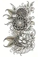 chrysanthemum and sweet pea flowers tattoo design idea