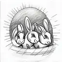 rabbits in a burrow for coloring book, art deco poster, poster, artstation tattoo design idea