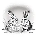 rabbits in a burrow for coloring book, art deco poster, poster, artstation tattoo design idea