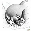 rabbits in a burrow for coloring book, art deco poster, poster, artstation tattoo design idea