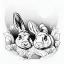 rabbits in a burrow for coloring book, art deco poster, poster, artstation tattoo design idea