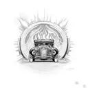 "Hot rod" with flames tattoo design idea