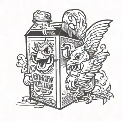chicken milk carton tattoo design idea