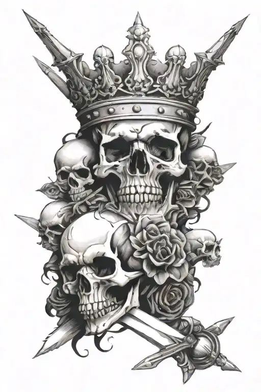 signifies "Death to Kings" can have a sword, skulls, crowns.  tattoo design idea