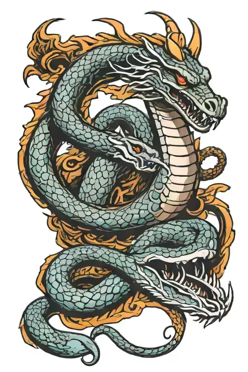 king cobra and dragon tattoo design idea
