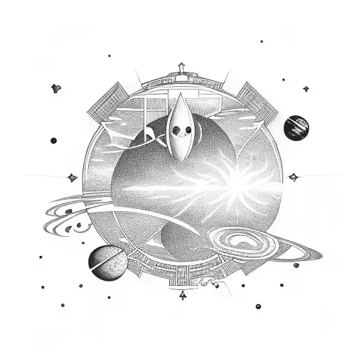 space and heaven tattoo design idea
