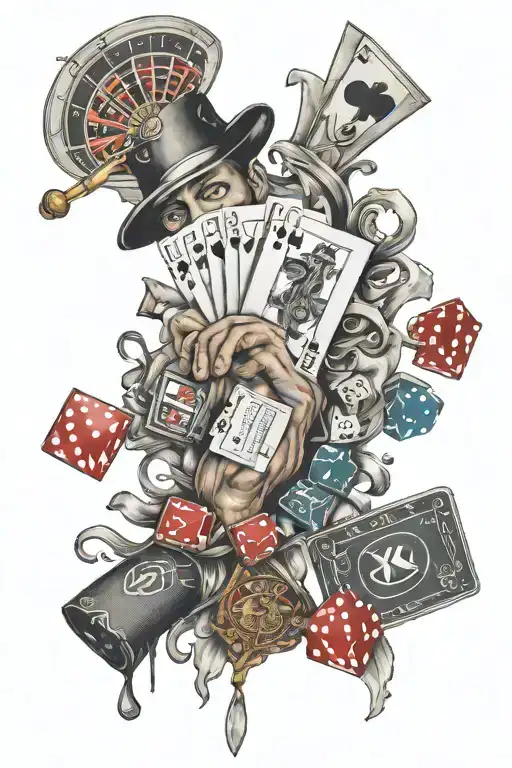 gambling man intertwined tattoo design idea