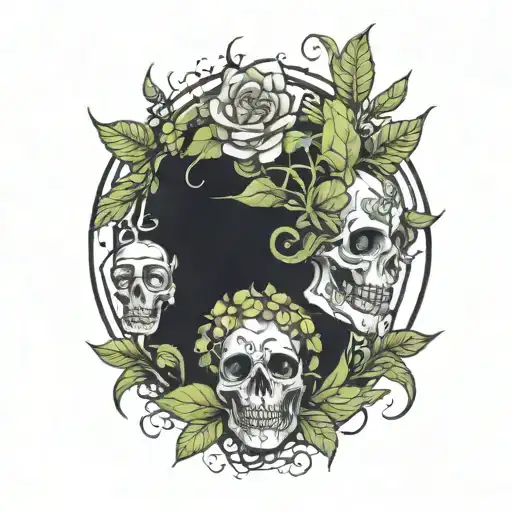 botanical zombies tattoo design idea