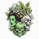 botanical zombies tattoo design idea
