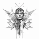 Mezzo volto di una Donna indigena e mezzo volto che raffigura un albero tattoo design idea