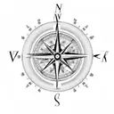 compass clock rose tattoo design idea