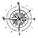 compass clock rose tattoo design idea