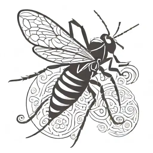 mosquito with CM initials tattoo design idea